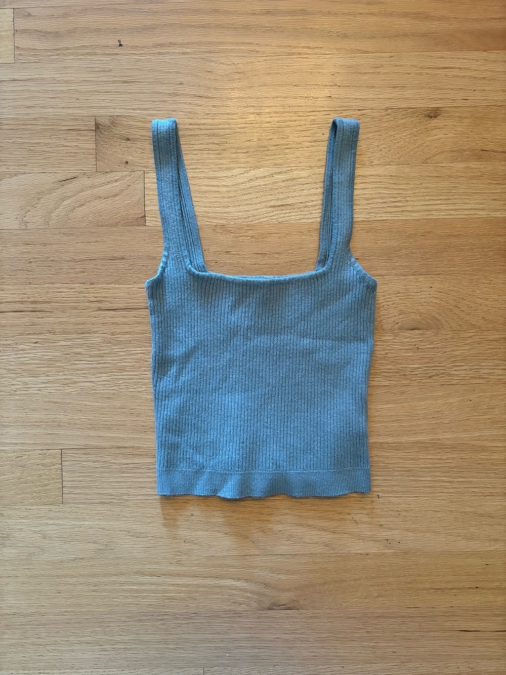 Garage Ribbed Square-Neck Tank Top in Dusty Blue